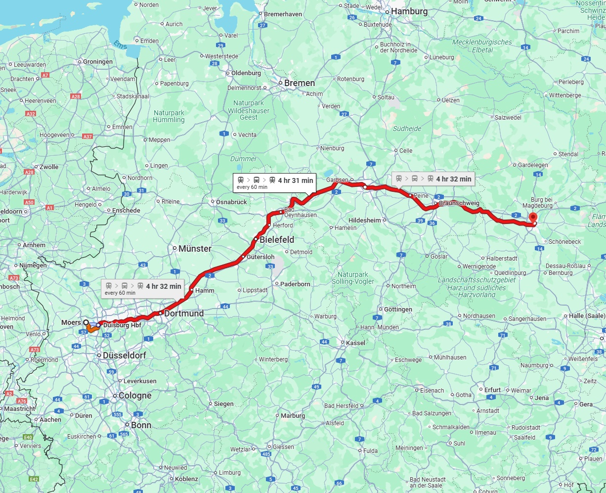 Anreise von Moers Zu Magdeburg Über 