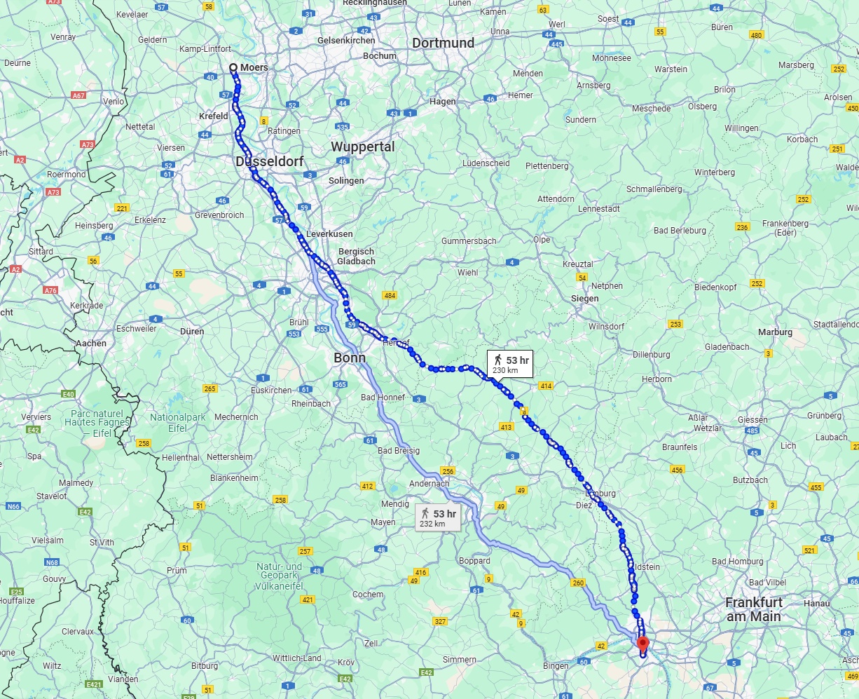 Anreise von Moers Zu Mainz Über 