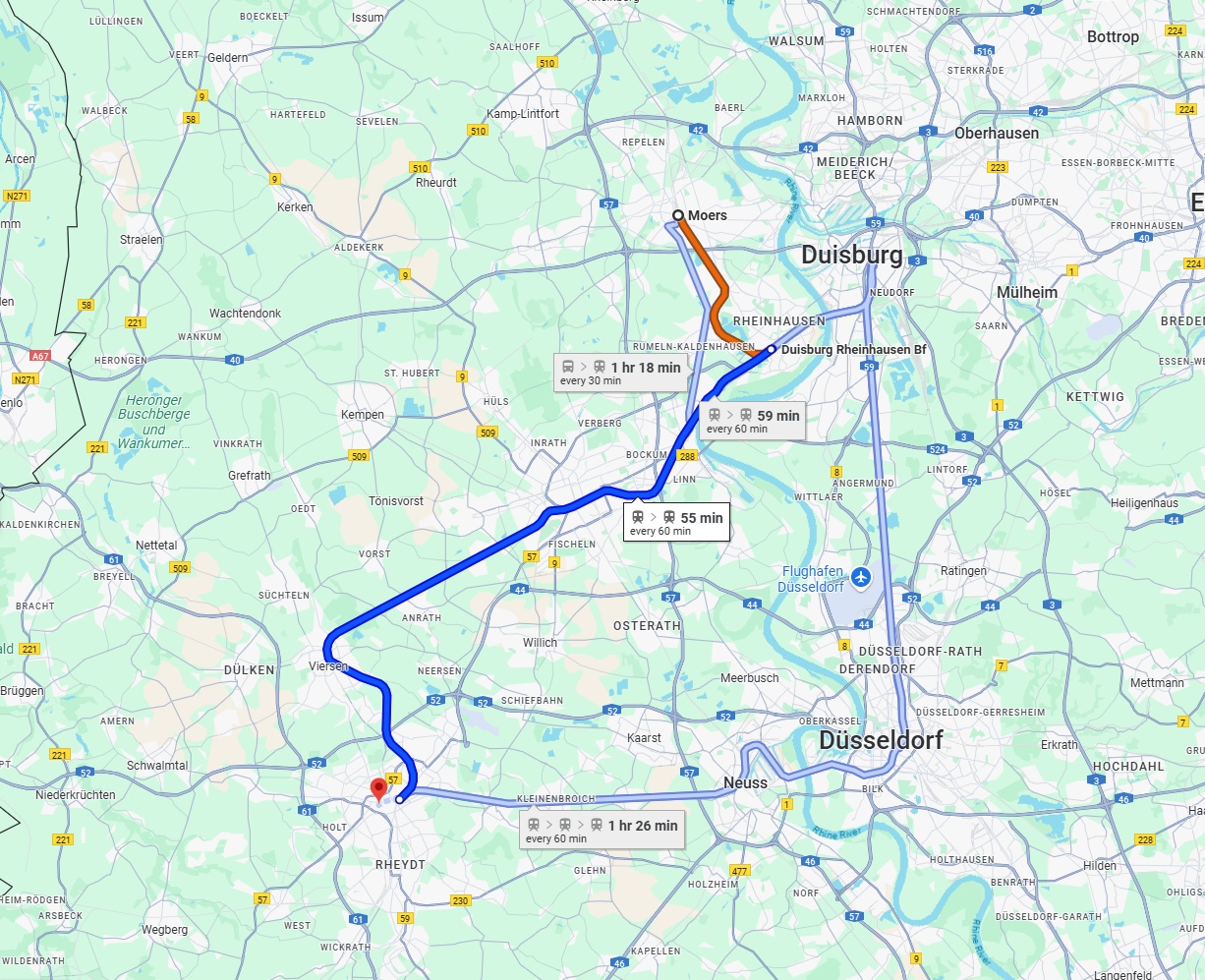 Anreise von Moers Zu Mönchengladbach Über 
