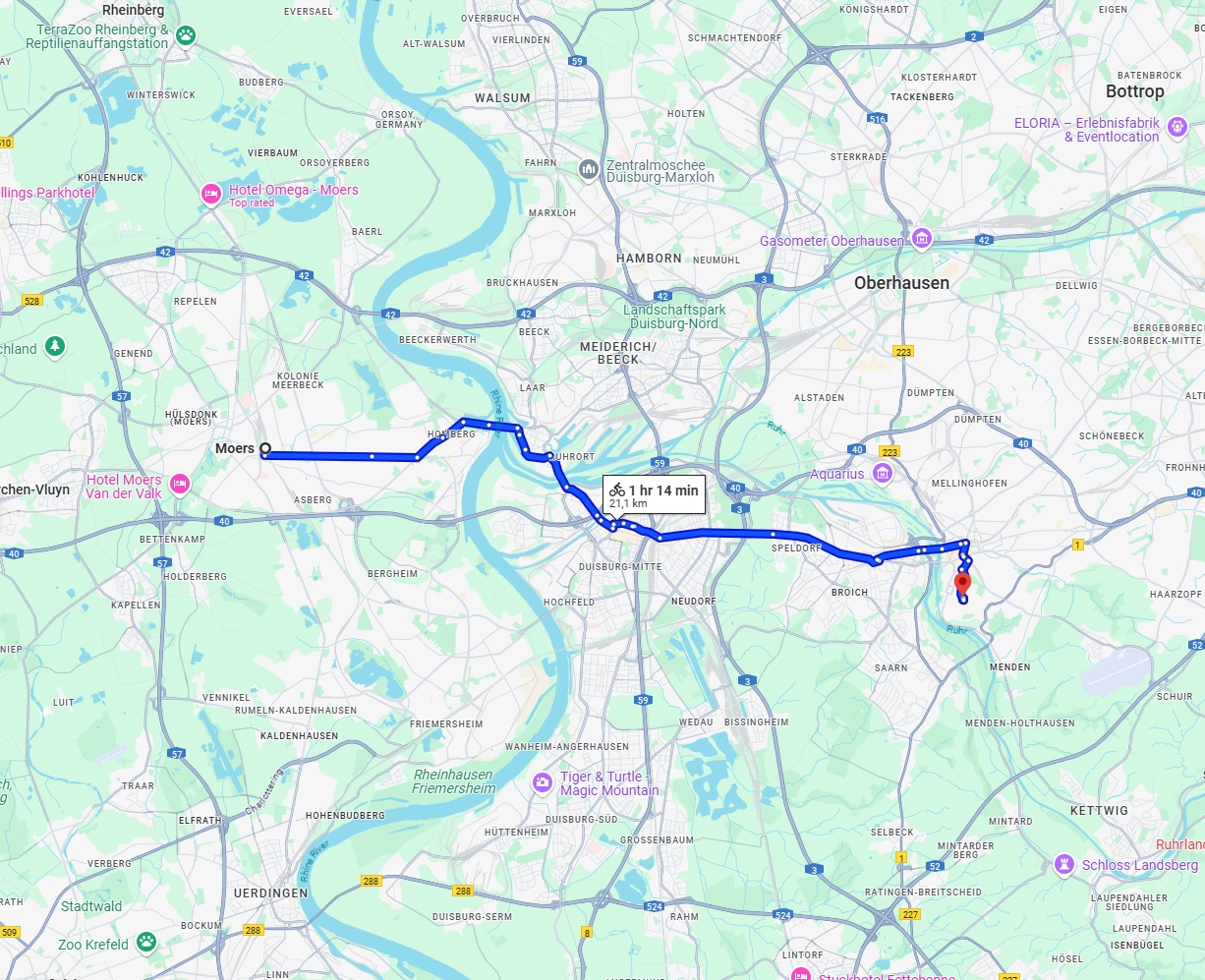 Anreise von Moers Zu Mülheim an der Ruhr Über 