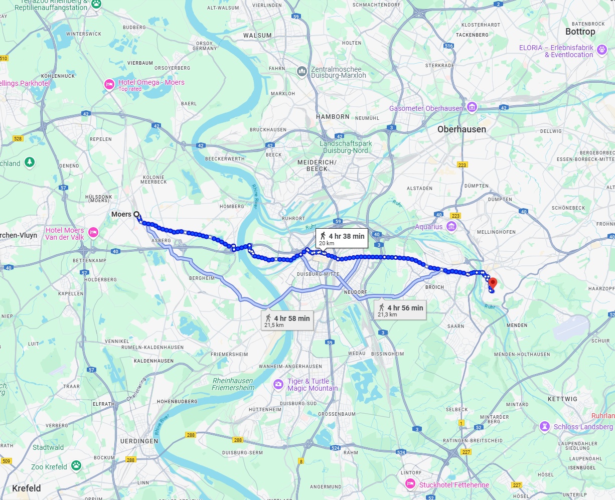 Anreise von Moers Zu Mülheim an der Ruhr Über 