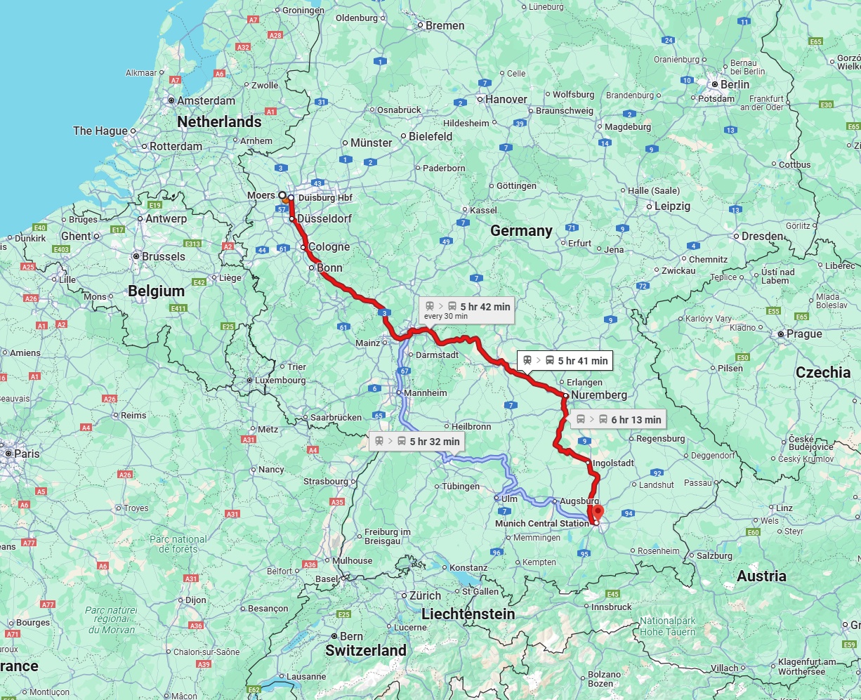 Anreise von Moers Zu München Über 