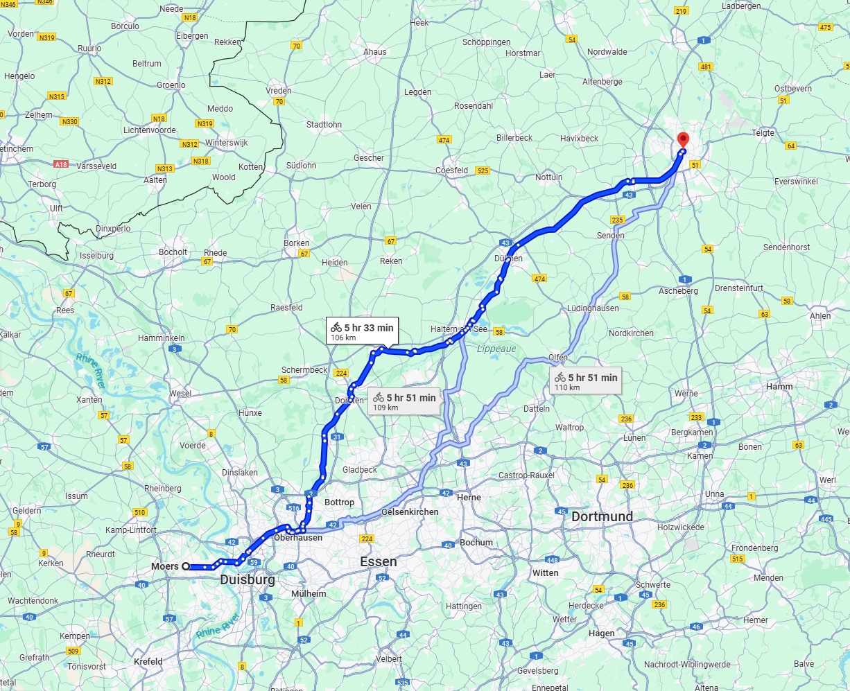 Anreise von Moers Zu Münster Über 