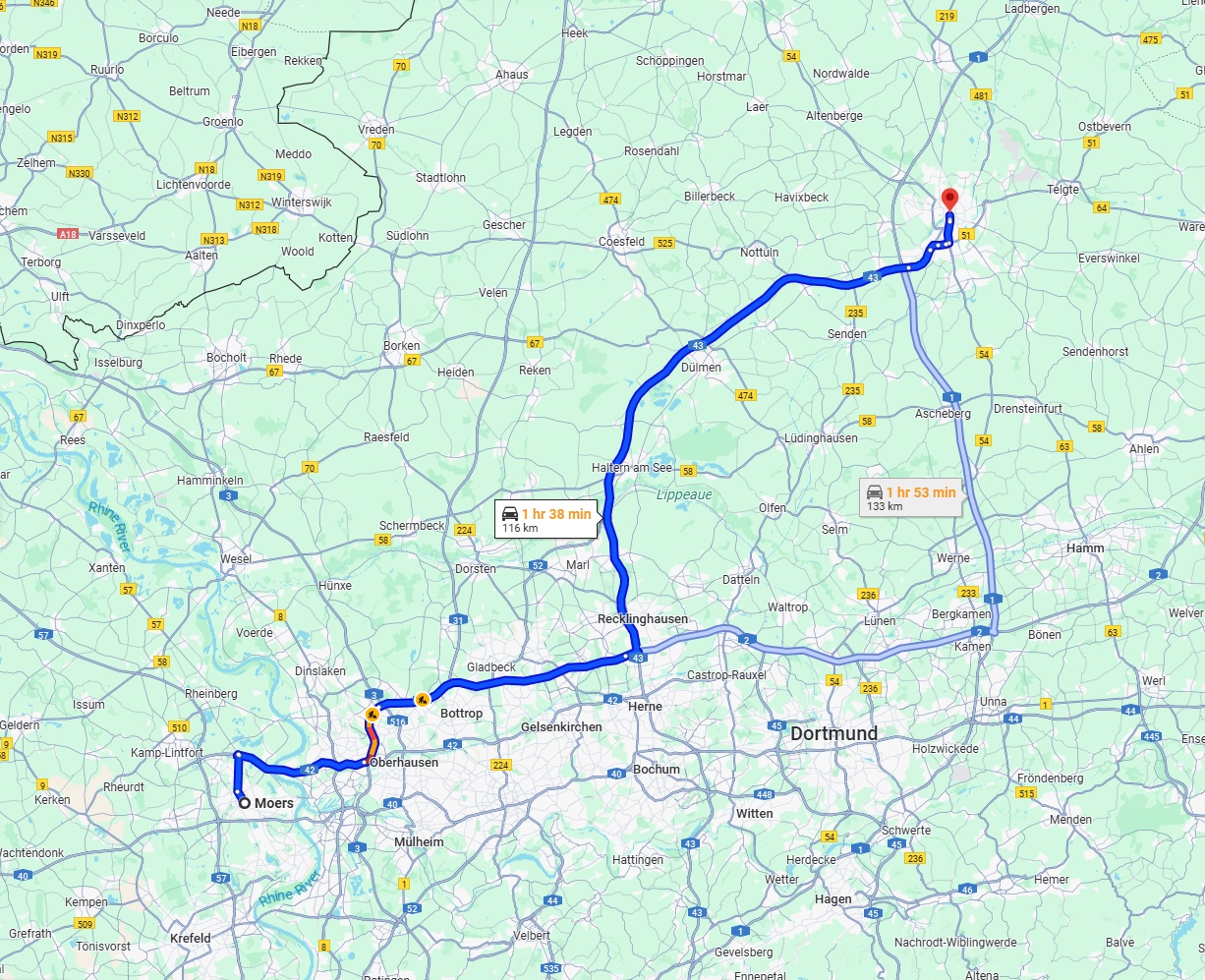 Anreise von Moers Zu Münster Über via A43