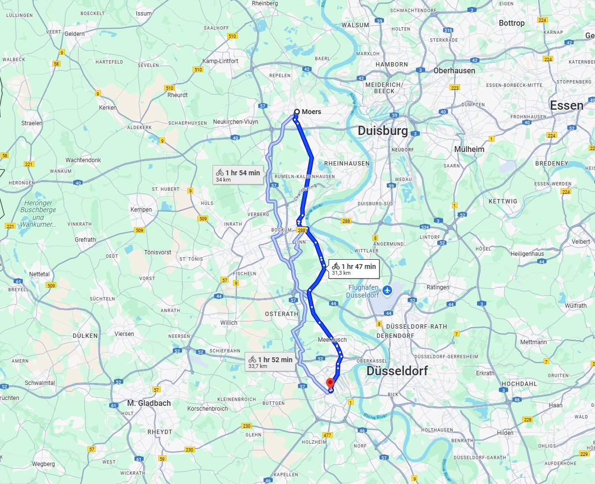 Anreise von Moers Zu Neuss Über 