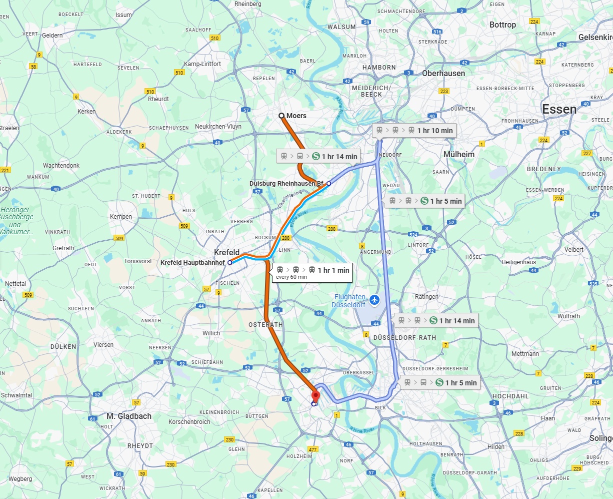 Anreise von Moers Zu Neuss Über 