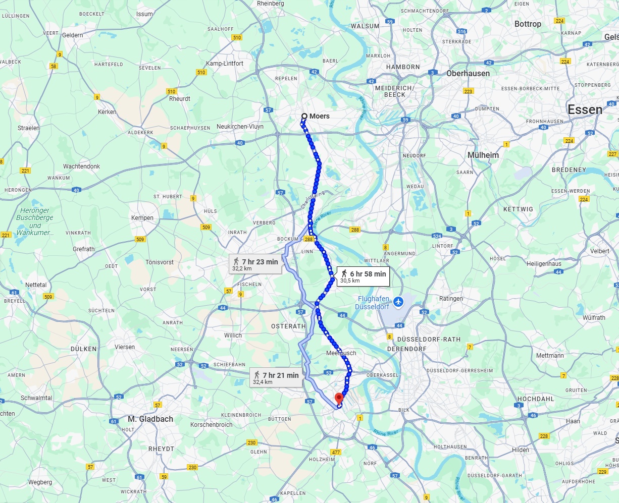 Anreise von Moers Zu Neuss Über 