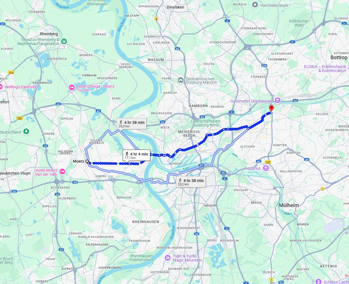 Anreise von Moers Zu Oberhausen Über 