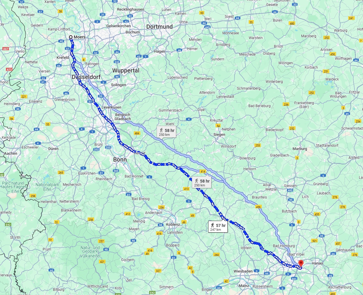 Anreise von Moers Zu Offenbach am Main Über 