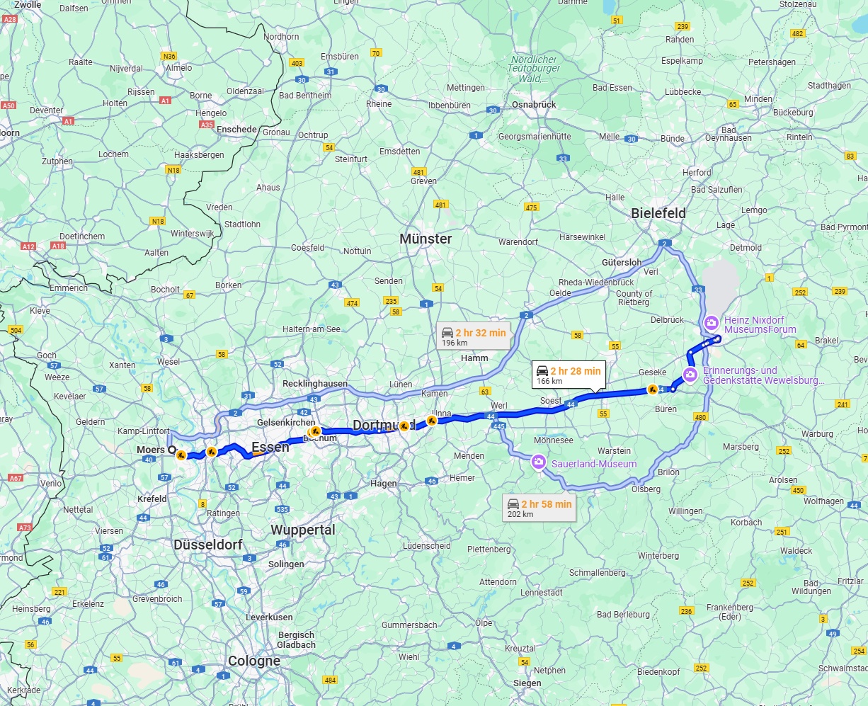 Anreise von Moers Zu Paderborn Über via A40 and A44