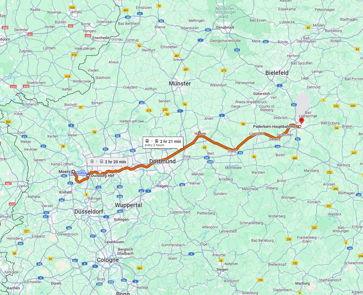 Anreise von Moers Zu Paderborn Über 