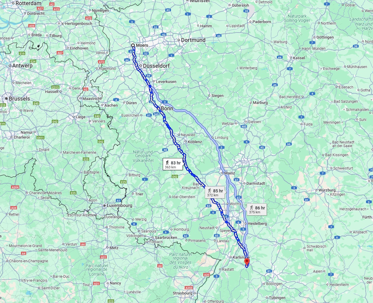 Anreise von Moers Zu Pforzheim Über 