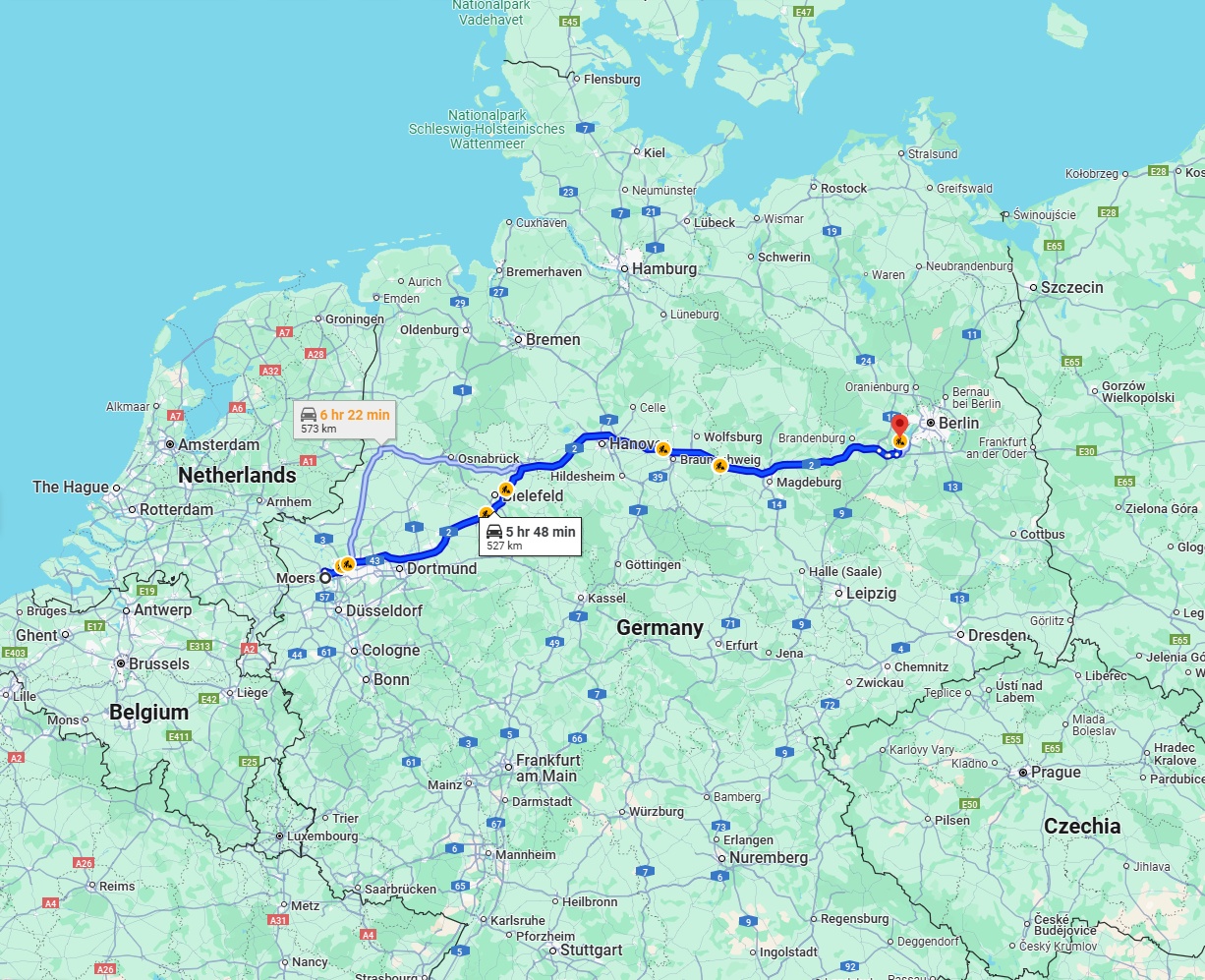 Anreise von Moers Zu Potsdam Über via A2