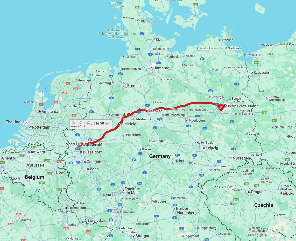 Anreise von Moers Zu Potsdam Über 