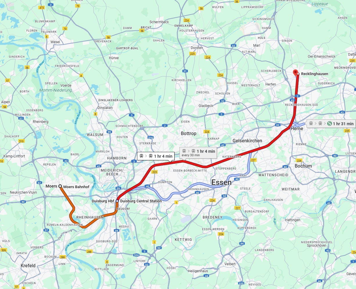 Anreise von Moers Zu Recklinghausen Über 