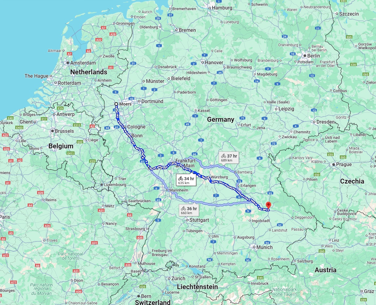 Anreise von Moers Zu Regensburg Über 