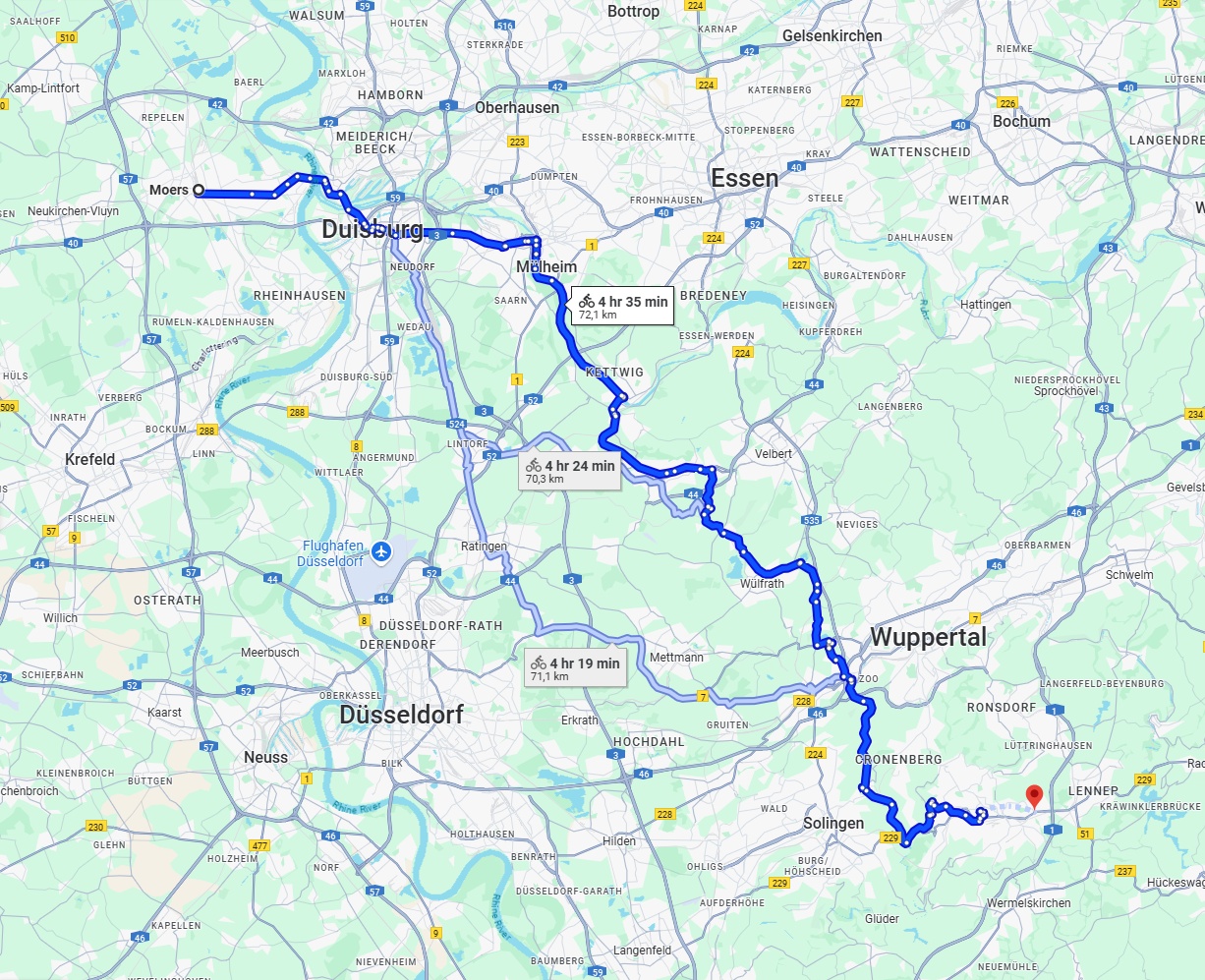 Anreise von Moers Zu Remscheid Über 