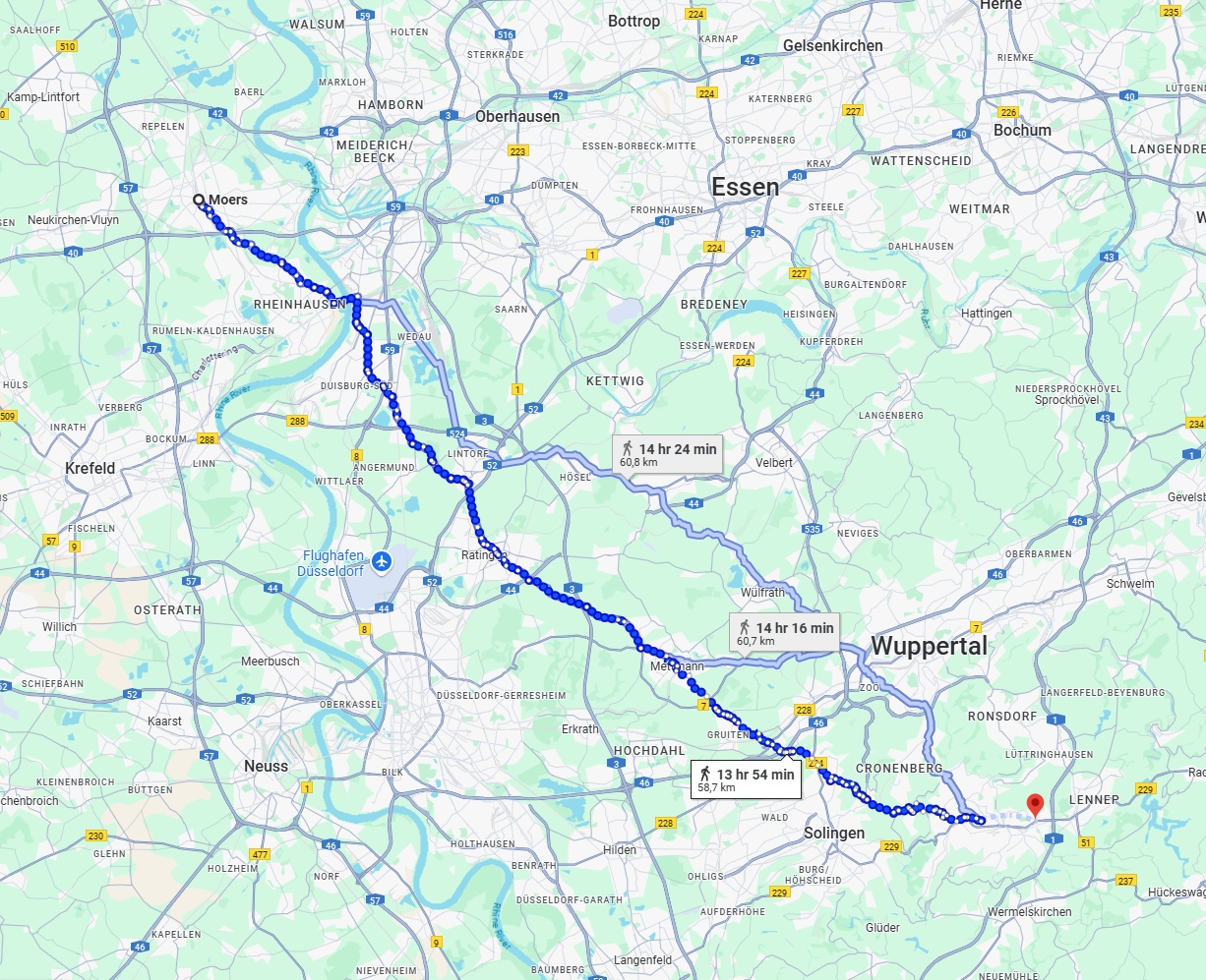 Anreise von Moers Zu Remscheid Über 