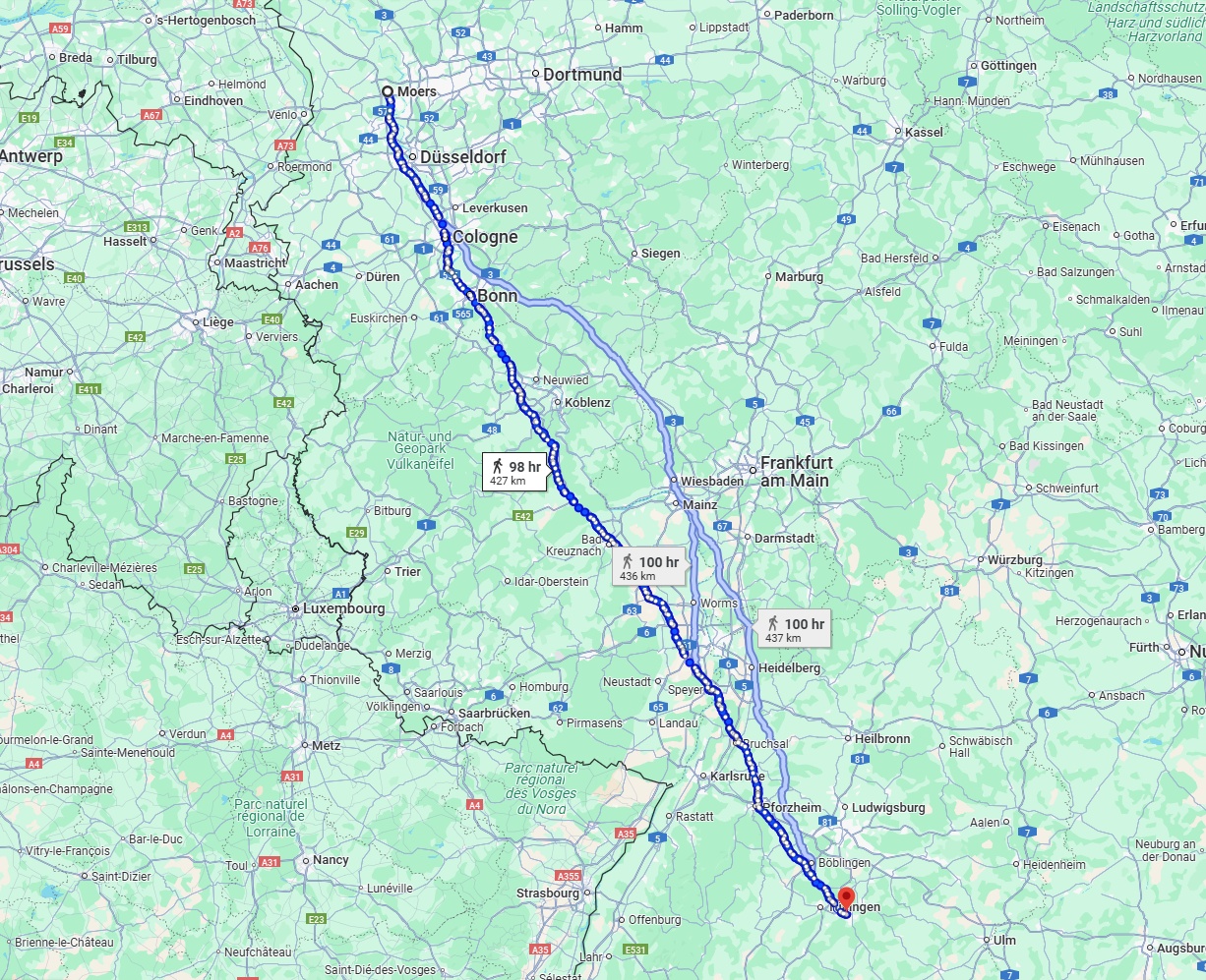 Anreise von Moers Zu Reutlingen Über 