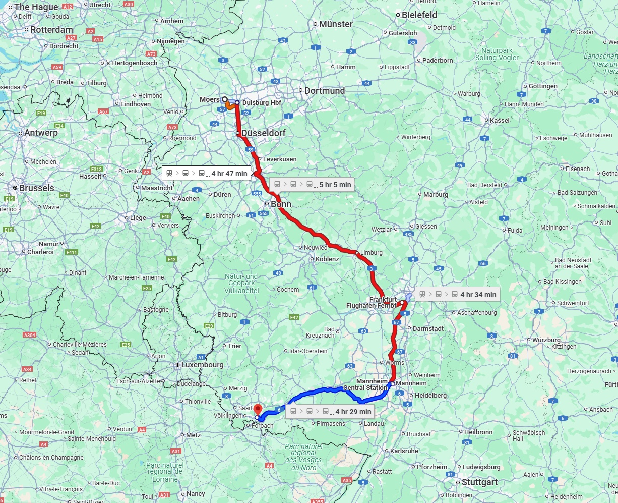Anreise von Moers Zu Saarbrücken Über 