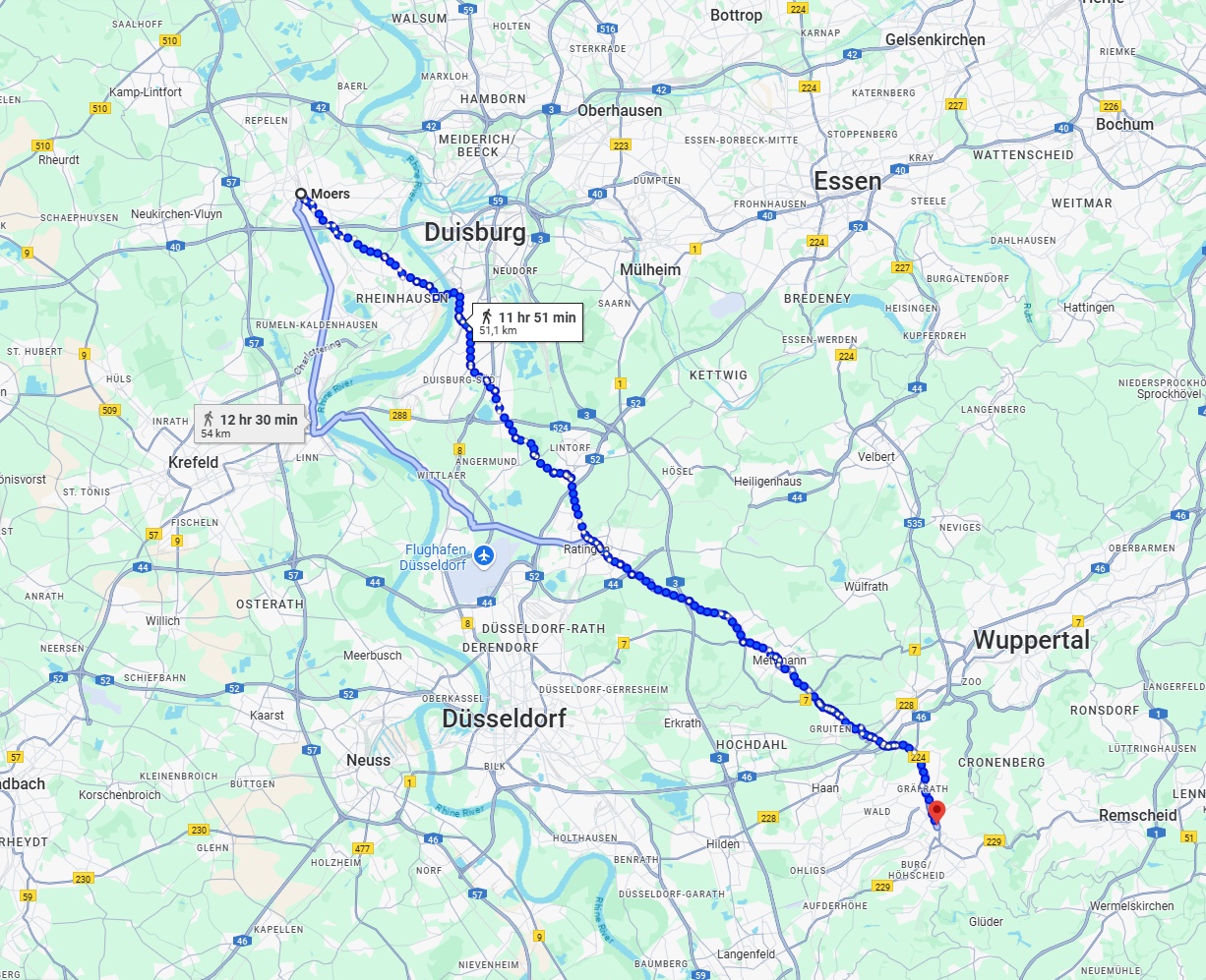 Anreise von Moers Zu Solingen Über 