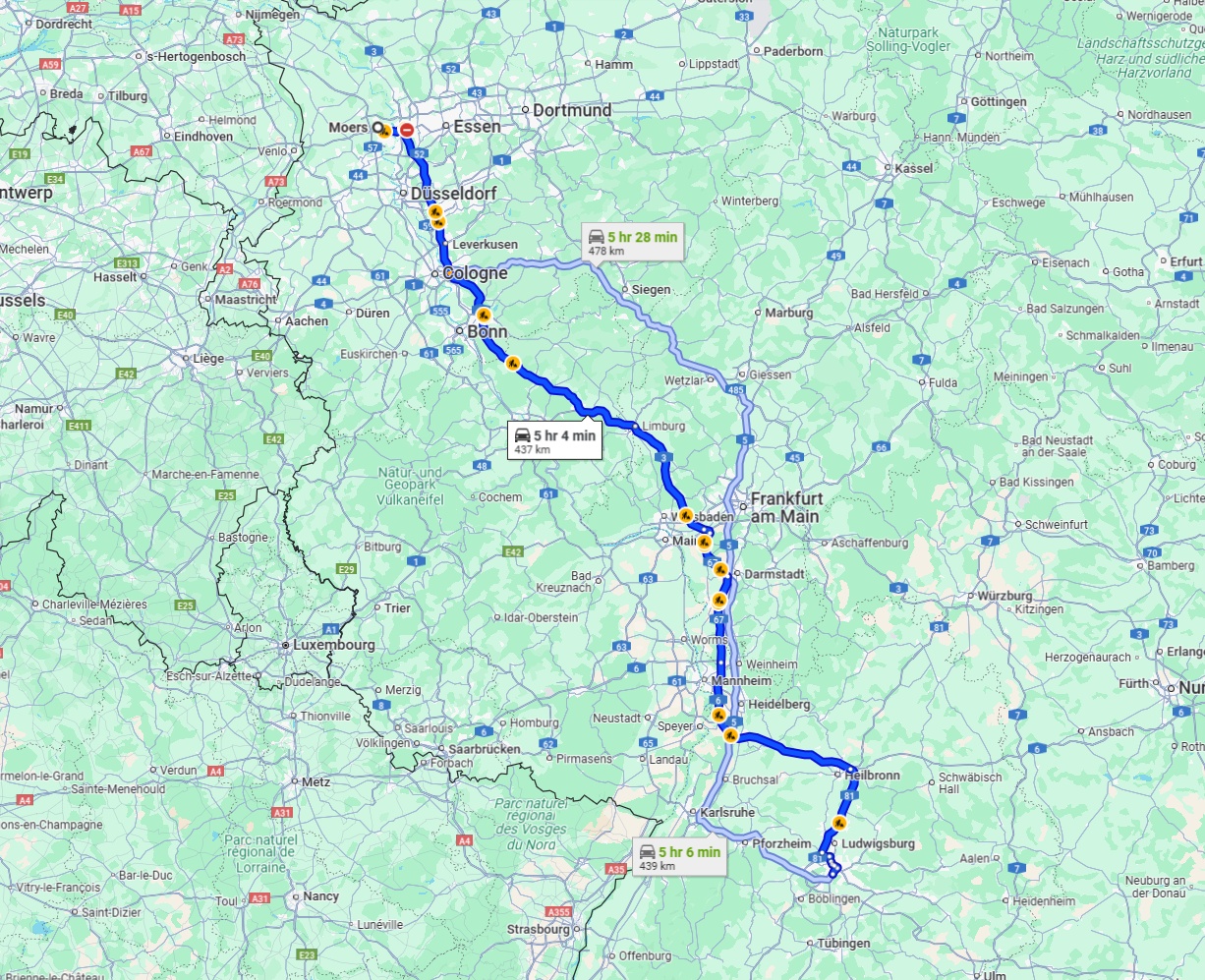 Anreise von Moers Zu Stuttgart Über via A3