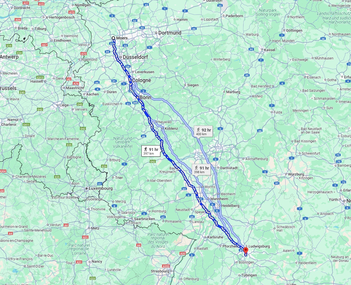 Anreise von Moers Zu Stuttgart Über 