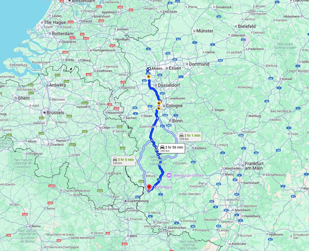 Anreise von Moers Zu Trier Über via A1