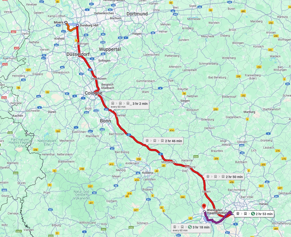Anreise von Moers Zu Wiesbaden Über 