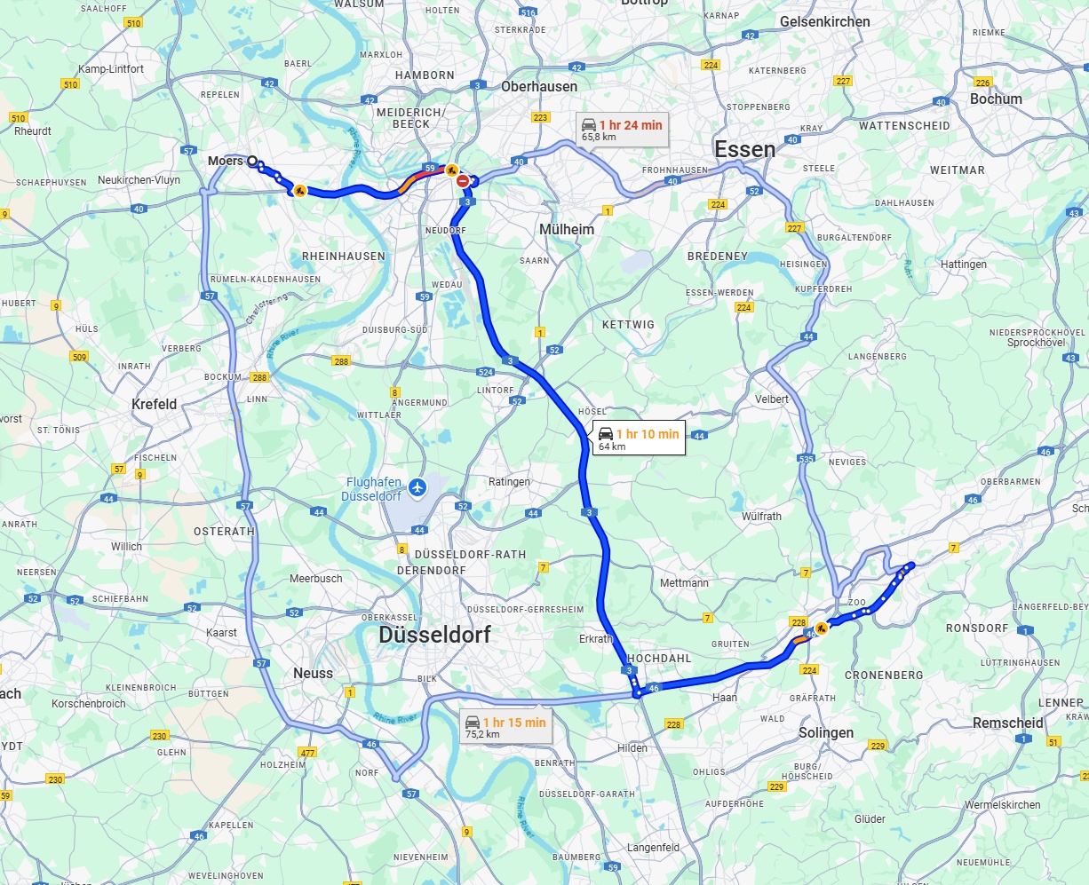 Anreise von Moers Zu Wuppertal Über via A3
