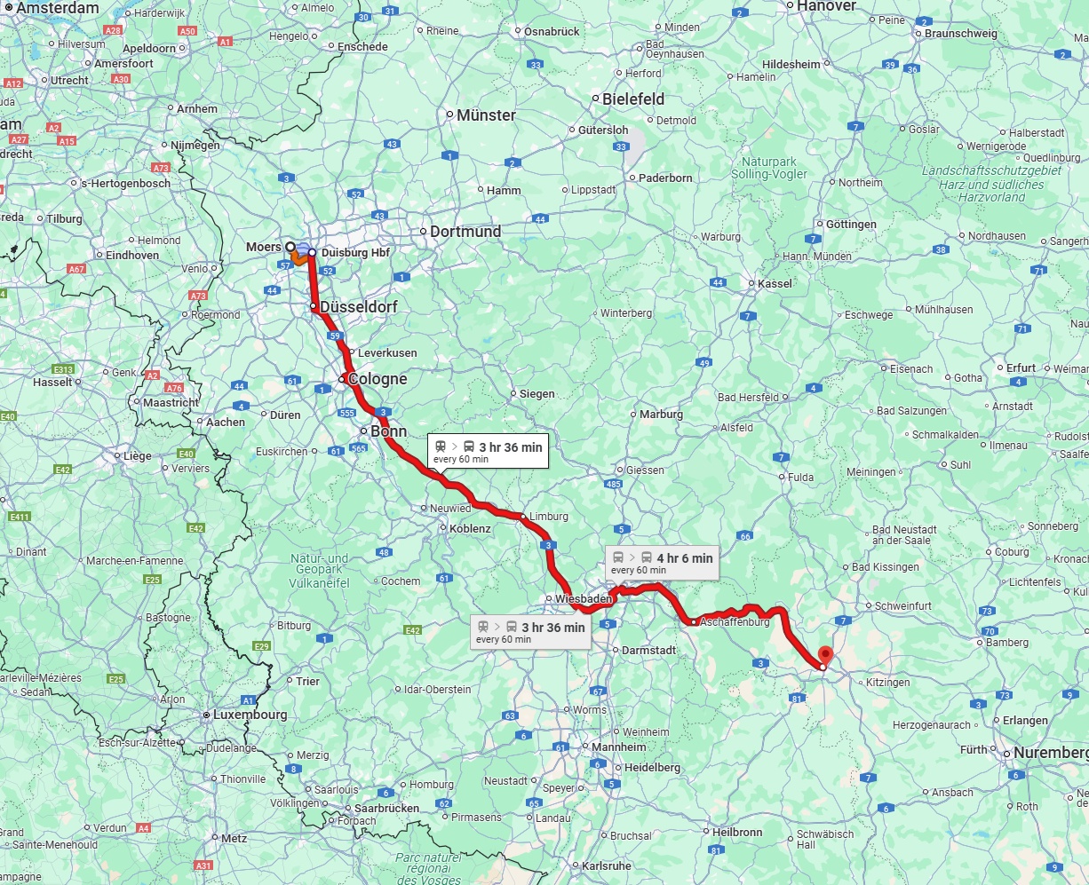Anreise von Moers Zu Würzburg Über 