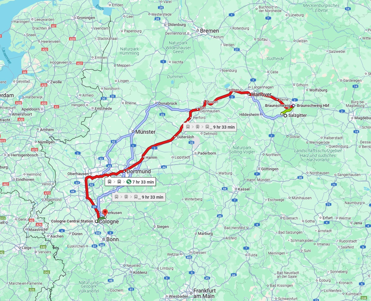 Anreise von Salzgitter Zu Bergisch Gladbach Über 