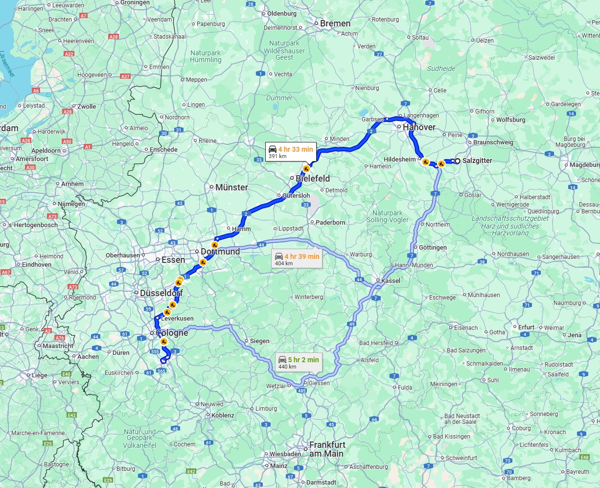 Anreise von Salzgitter Zu Bonn Über via A2