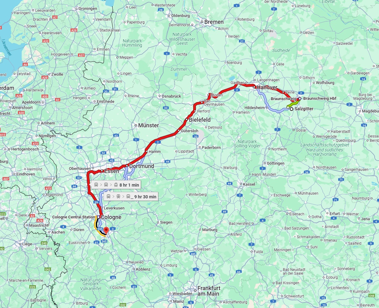 Anreise von Salzgitter Zu Bonn Über 