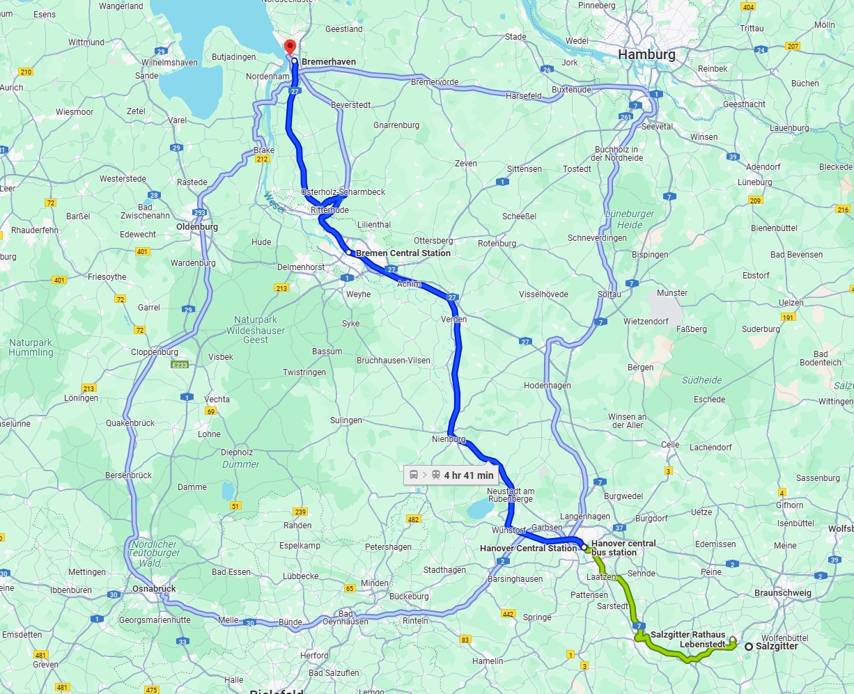 Anreise von Salzgitter Zu Bremerhaven Über 