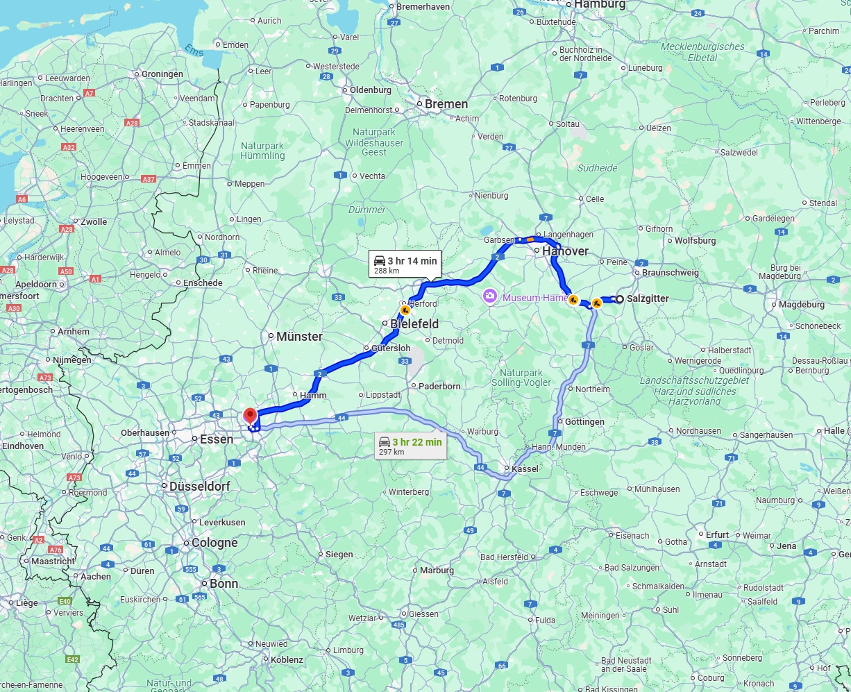 Anreise von Salzgitter Zu Dortmund Über via A2