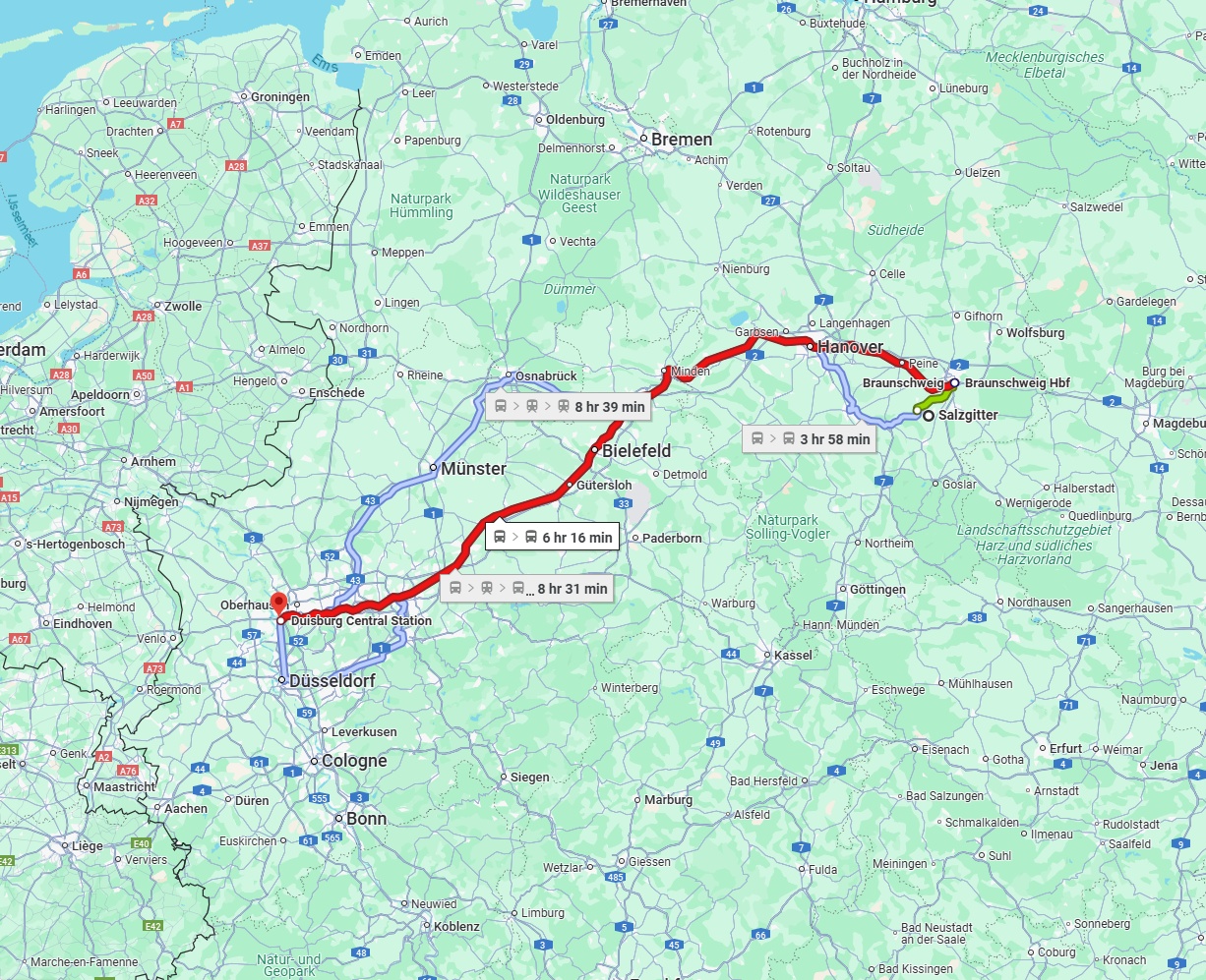 Anreise von Salzgitter Zu Duisburg Über 