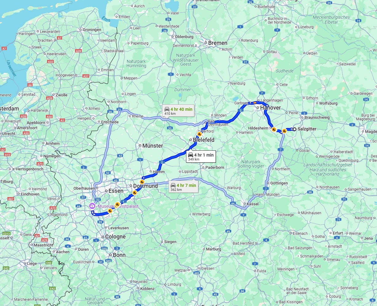 Anreise von Salzgitter Zu Düsseldorf Über via A2