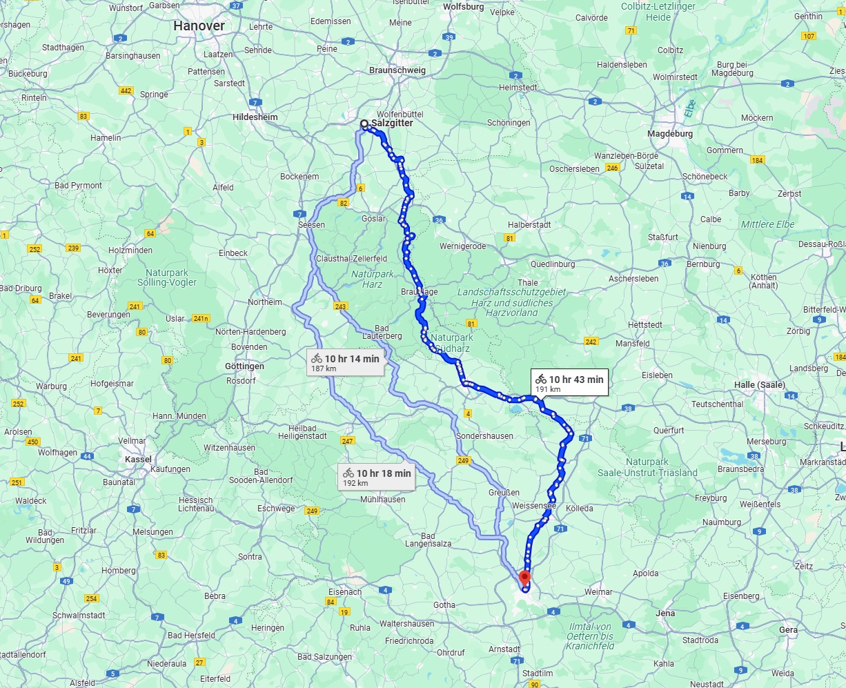 Anreise von Salzgitter Zu Erfurt Über 
