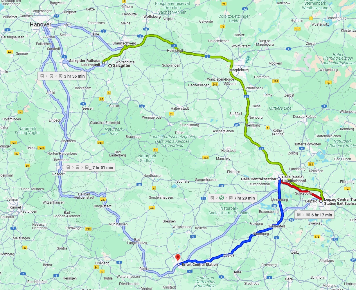 Anreise von Salzgitter Zu Erfurt Über 