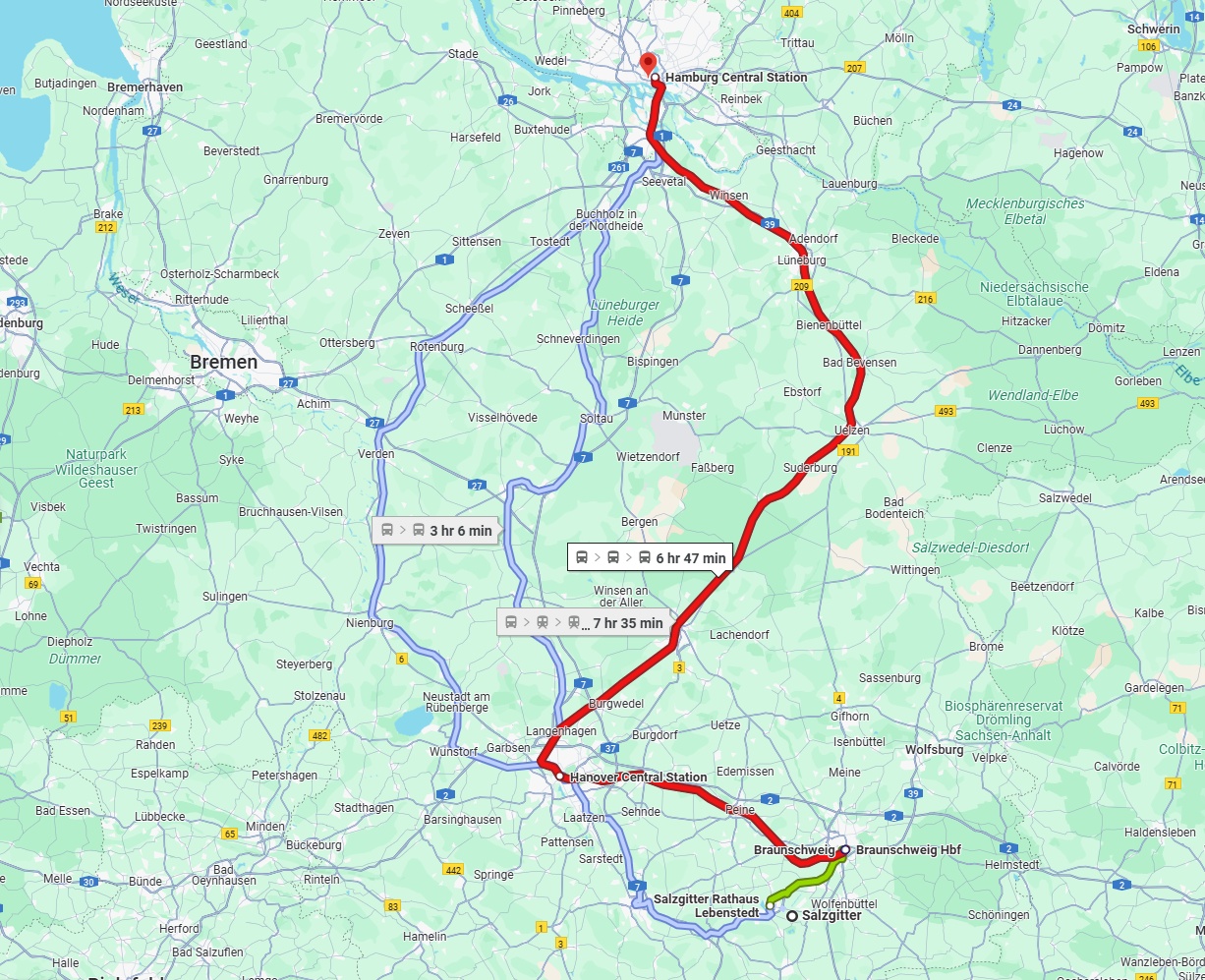 Anreise von Salzgitter Zu Hamburg Über 