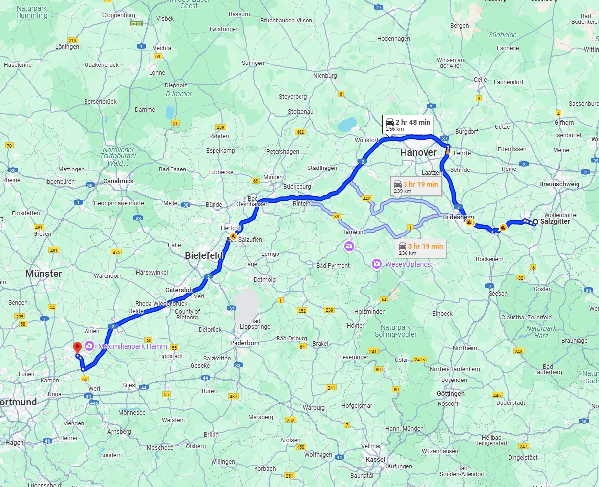 Anreise von Salzgitter Zu Hamm Über via A2