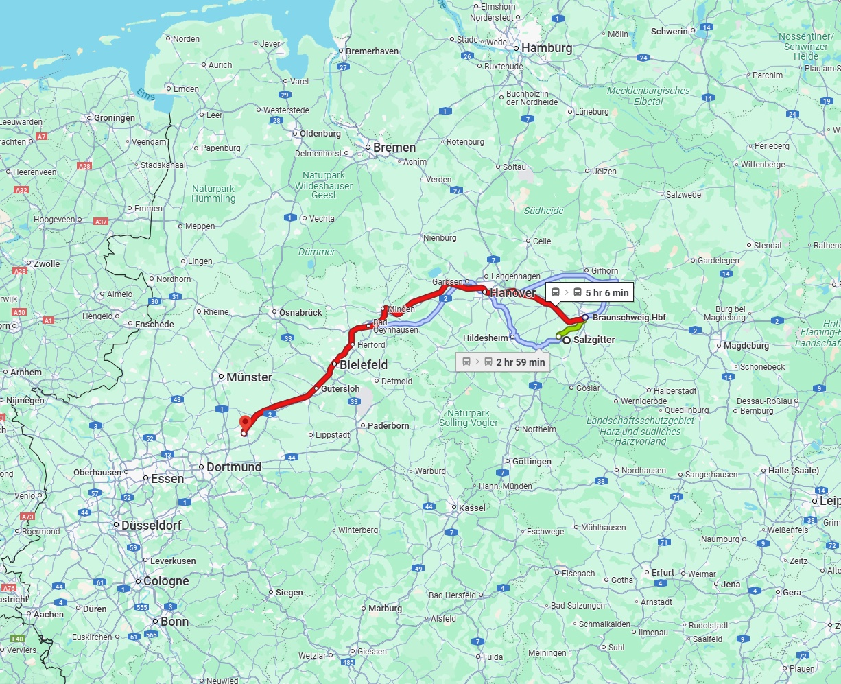 Anreise von Salzgitter Zu Hamm Über 