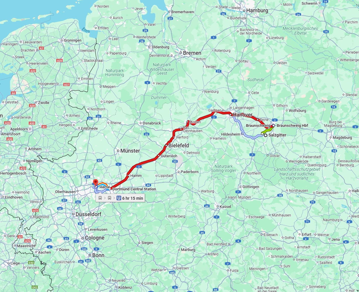 Anreise von Salzgitter Zu Herne Über 