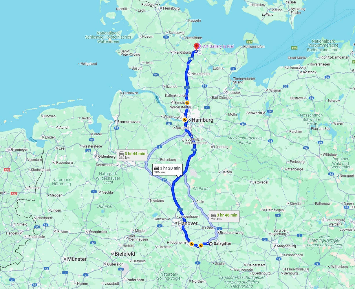 Anreise von Salzgitter Zu Kiel Über via A7
