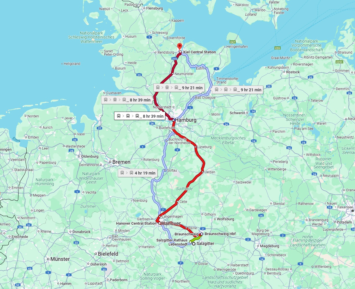 Anreise von Salzgitter Zu Kiel Über 