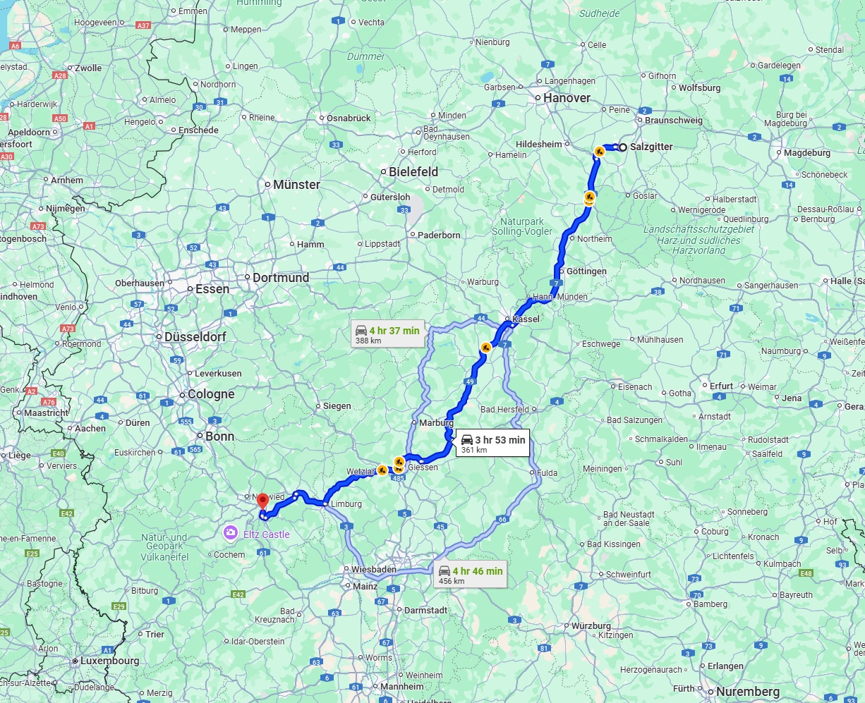 Anreise von Salzgitter Zu Koblenz Über via A7