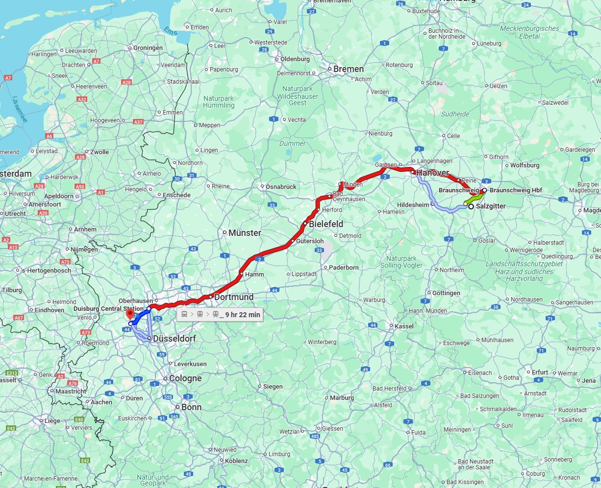 Anreise von Salzgitter Zu Krefeld Über 