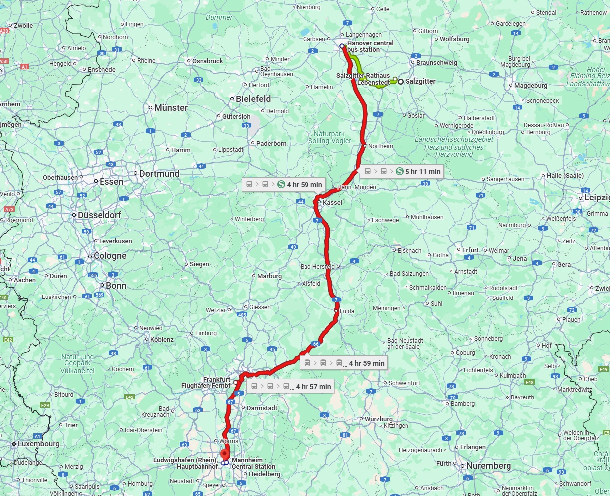 Anreise von Salzgitter Zu Ludwigshafen am Rhein Über 
