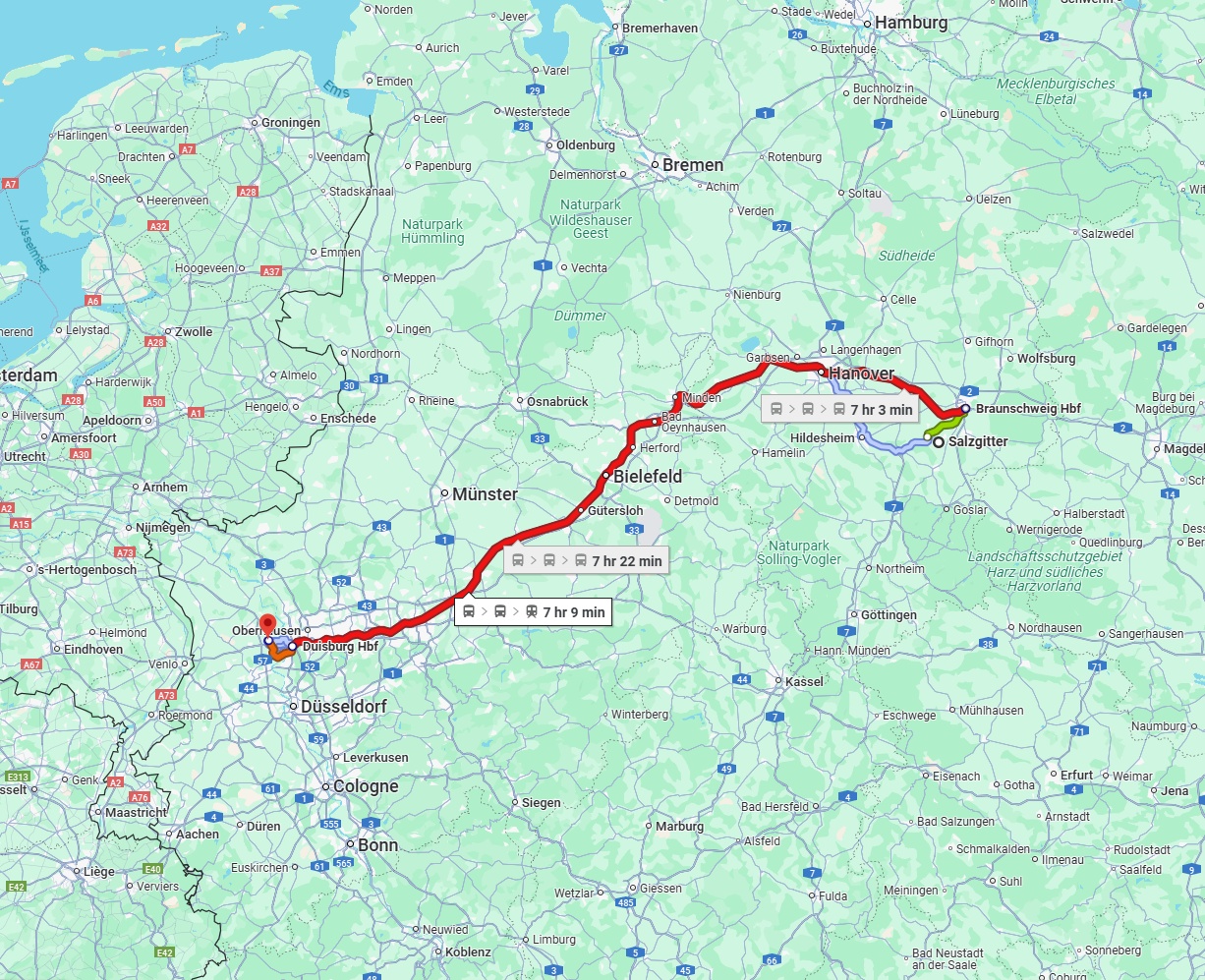 Anreise von Salzgitter Zu Moers Über 